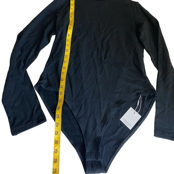 Mangopop Collection Women's Black Bodysuit Top Shirt Long Sleeve Size XL - Picture 5 of 8